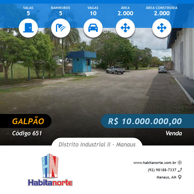 GALPÃO 2.000M² PARA VENDA NO DISTRITO INDUSTRIAL 2