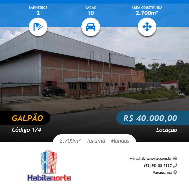 GALPÃO 2.700M² PROXIMO AO AEROPORTO ALUGUEL DE GALPÕES EM MANAUS