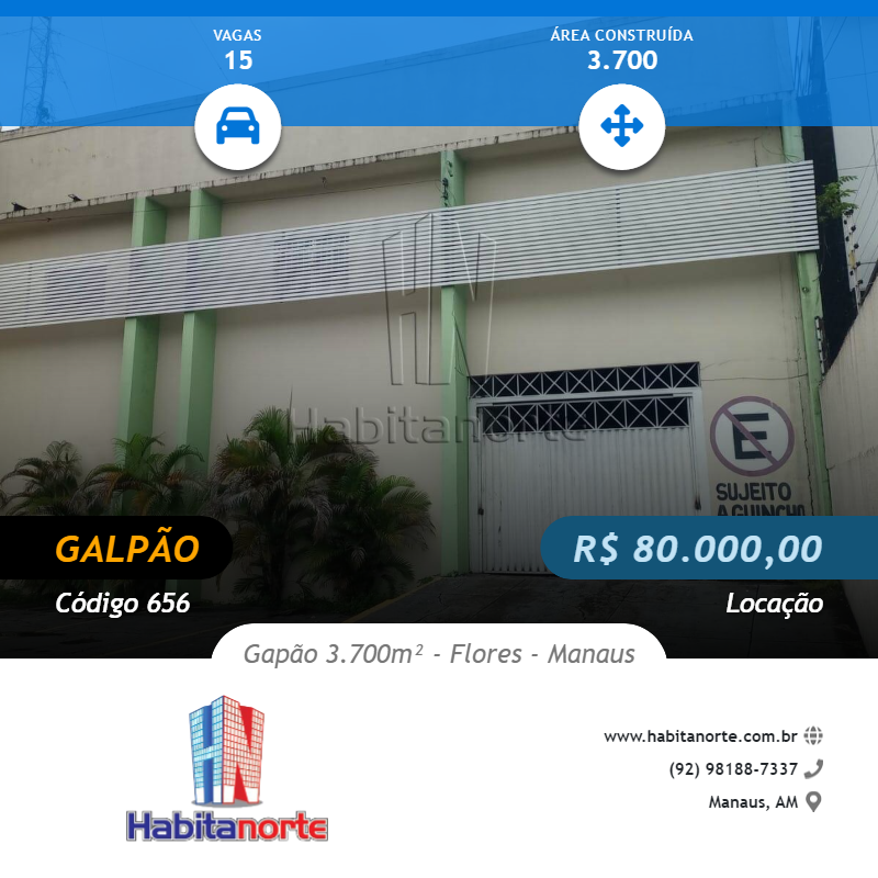 GALPÃO 3.700m² DUAS FRENTES 150 VAGAS PARA VEÍCULOS ALUGUEL EM MANAUS