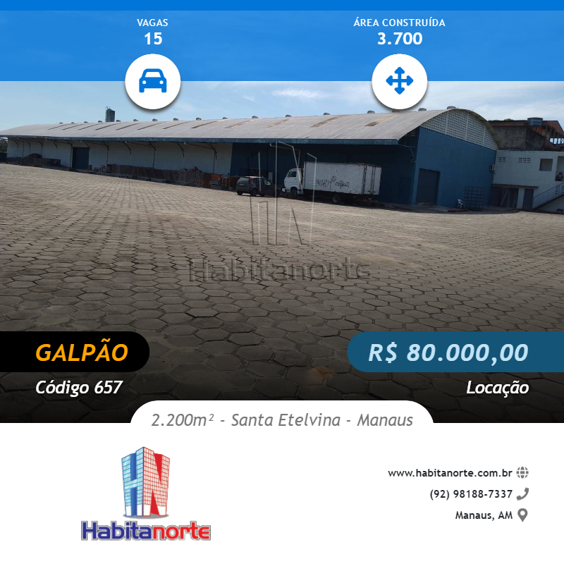 GALPÃO 2.500m² DE ÁREA CONSTRUÍDA COM 24.000M² DE TERRENO ALUGUEL EM MANAUS