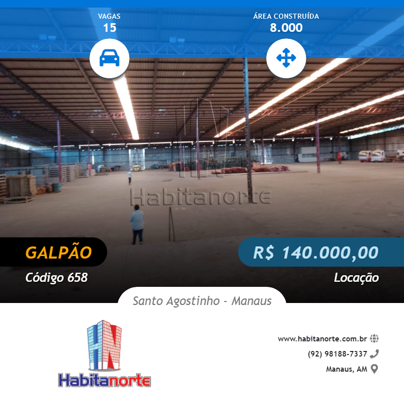 GALPÃO 8.000m² DE ÁREA CONSTRUÍDA COM 50.000M² DE PÁTIO ALUGUEL EM MANAUS