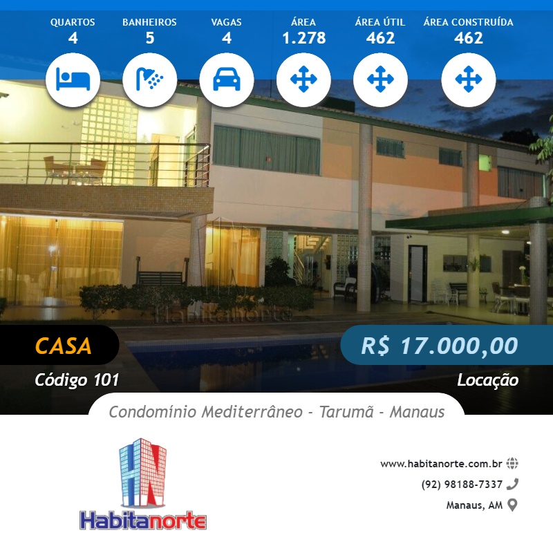 CONDOMÍNIO MEDITERRÂNEO ALUGUEL DE CASA 100% MOBILIADA EM MANAUS