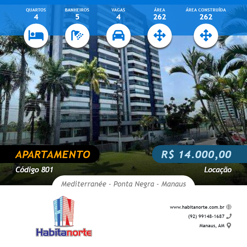 MEDITERRANÉE ALUGUEL DE APARTAMENTO MOBILIADO NA PONTA NEGRA